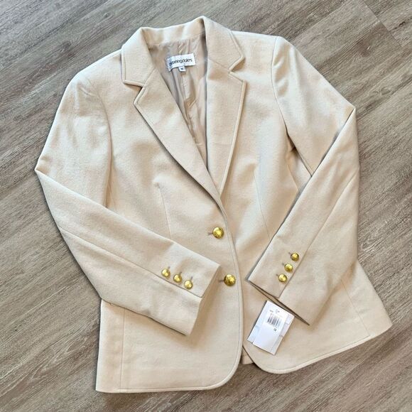 NWT Bloomingdale’s 100% Cashmere Cream Blazer Jacket - Picture 1 of 7